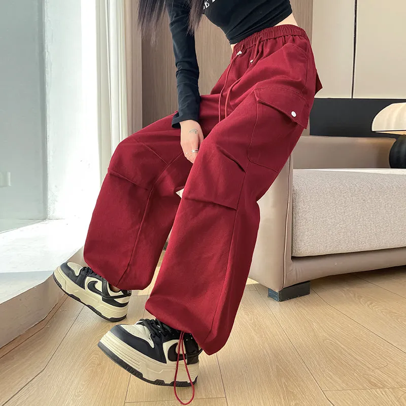 Comfortable Women's Cargo Pants with Flap Pockets and Drawstring Waist