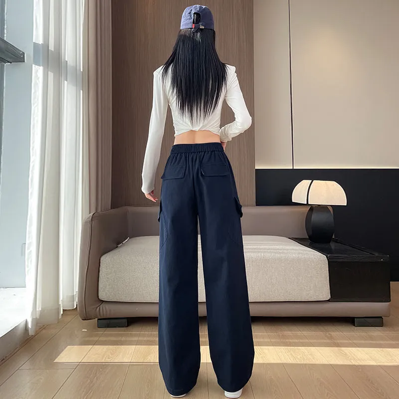 Comfortable Women's Cargo Pants with Flap Pockets and Drawstring Waist