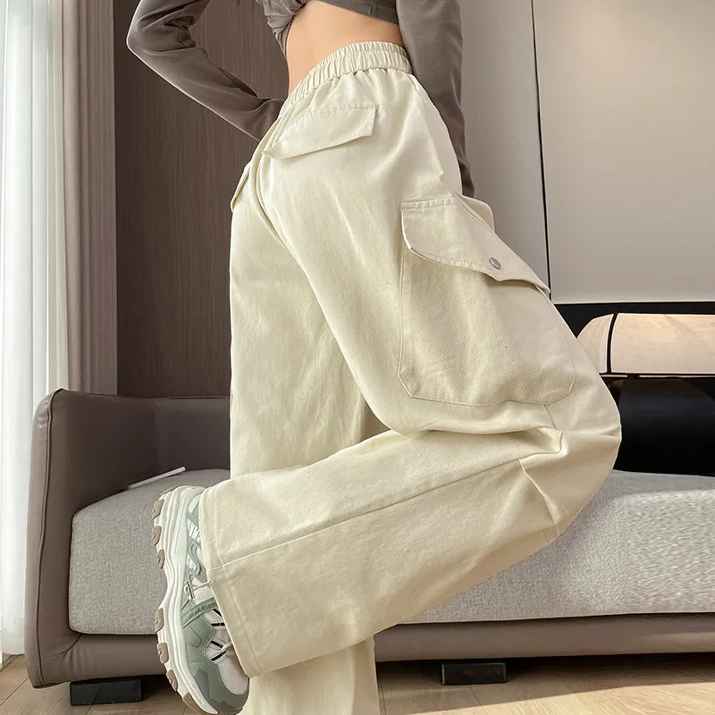Comfortable Women's Cargo Pants with Flap Pockets and Drawstring Waist