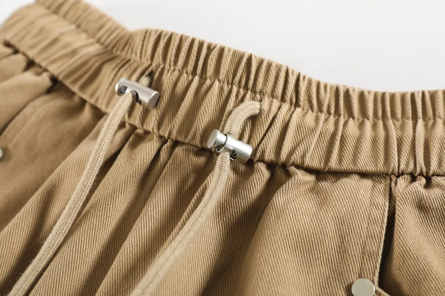 Comfortable Women's Cargo Pants with Flap Pockets and Drawstring Waist