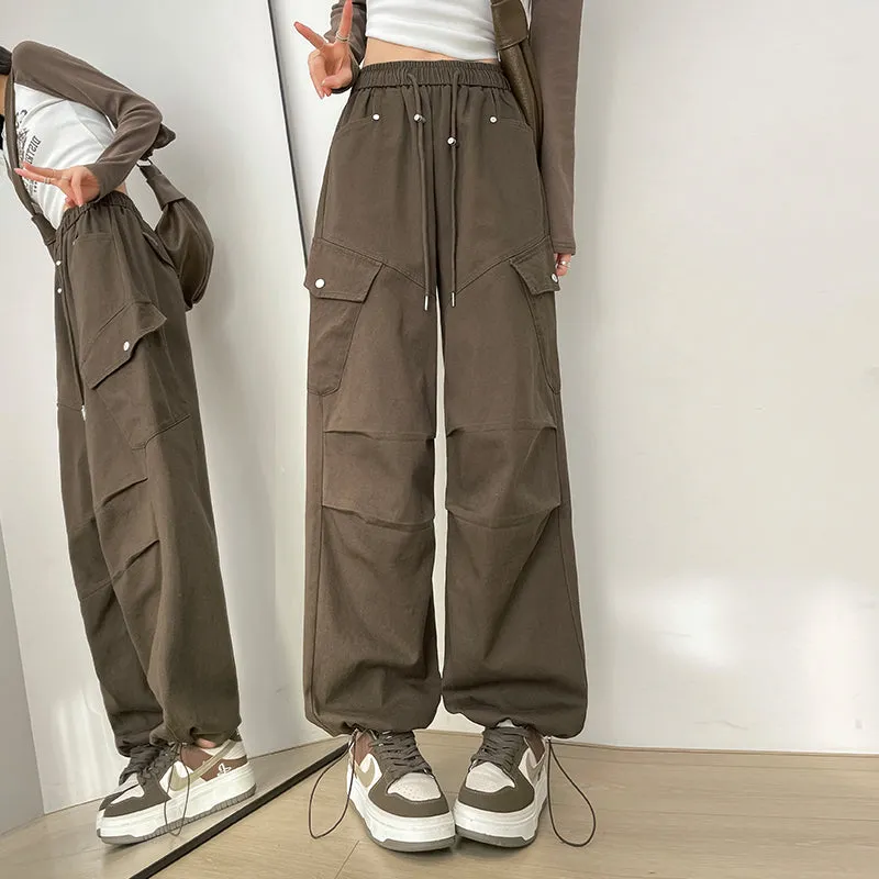 Comfortable Women's Cargo Pants with Flap Pockets and Drawstring Waist