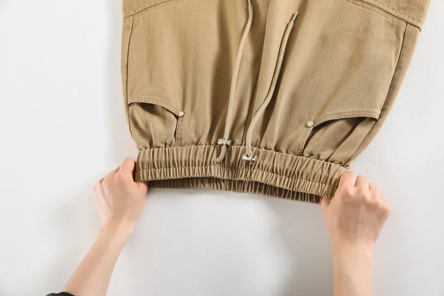 Comfortable Women's Cargo Pants with Flap Pockets and Drawstring Waist