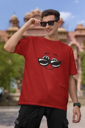 Cool Smiley Red Oversized Fit Unisex T-Shirt