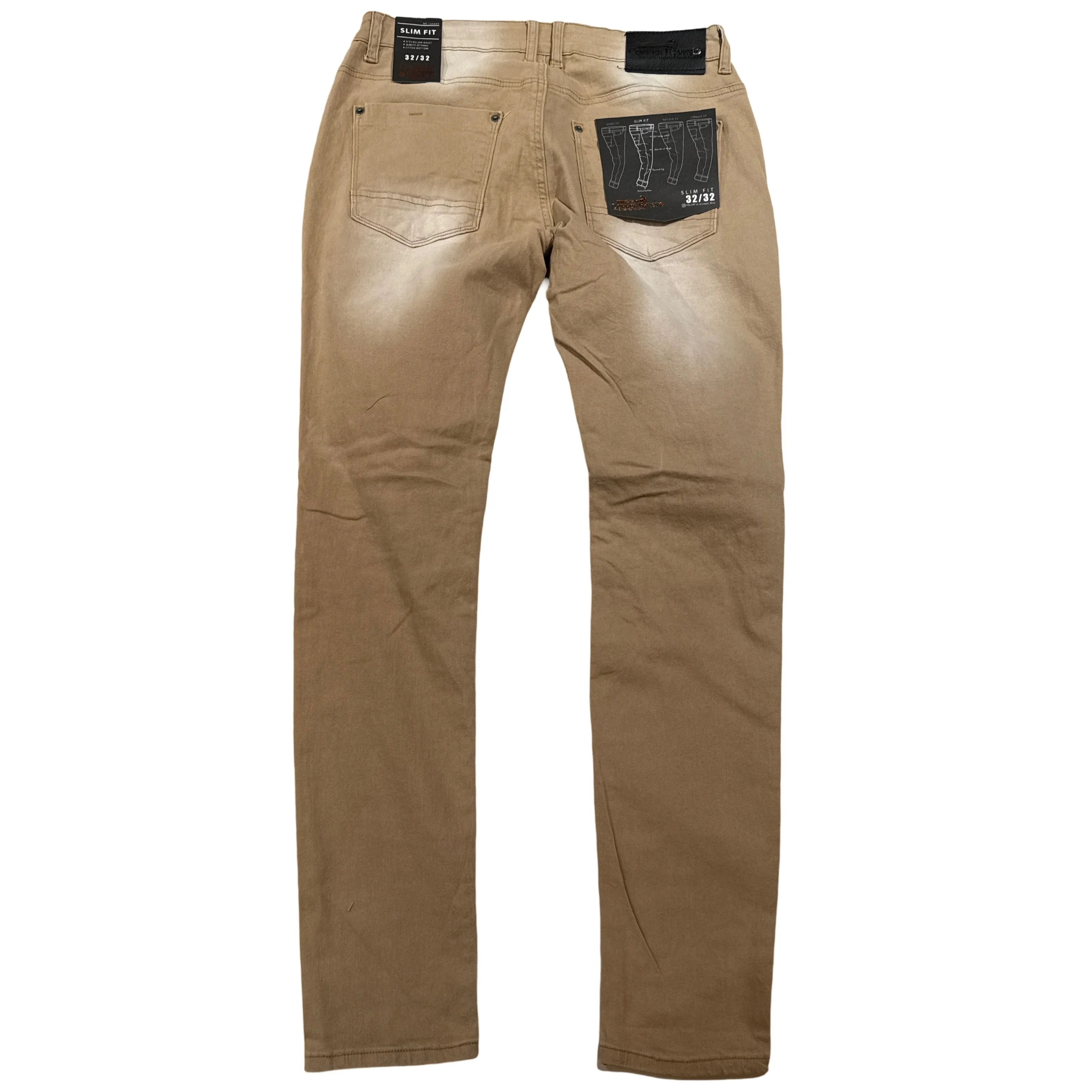 CopperRivet Washed Khaki Denim Pants with Rips