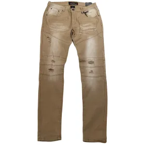 CopperRivet Washed Khaki Denim Pants with Rips