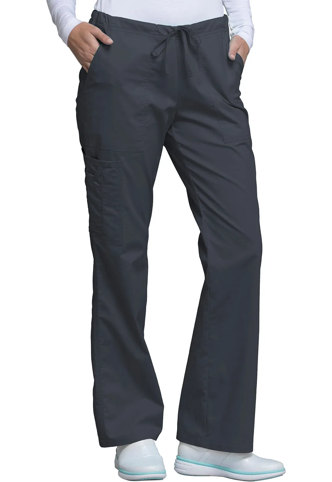 Core Stretch 4044 Mid Rise Drawstring Cargo Pants Pewter
