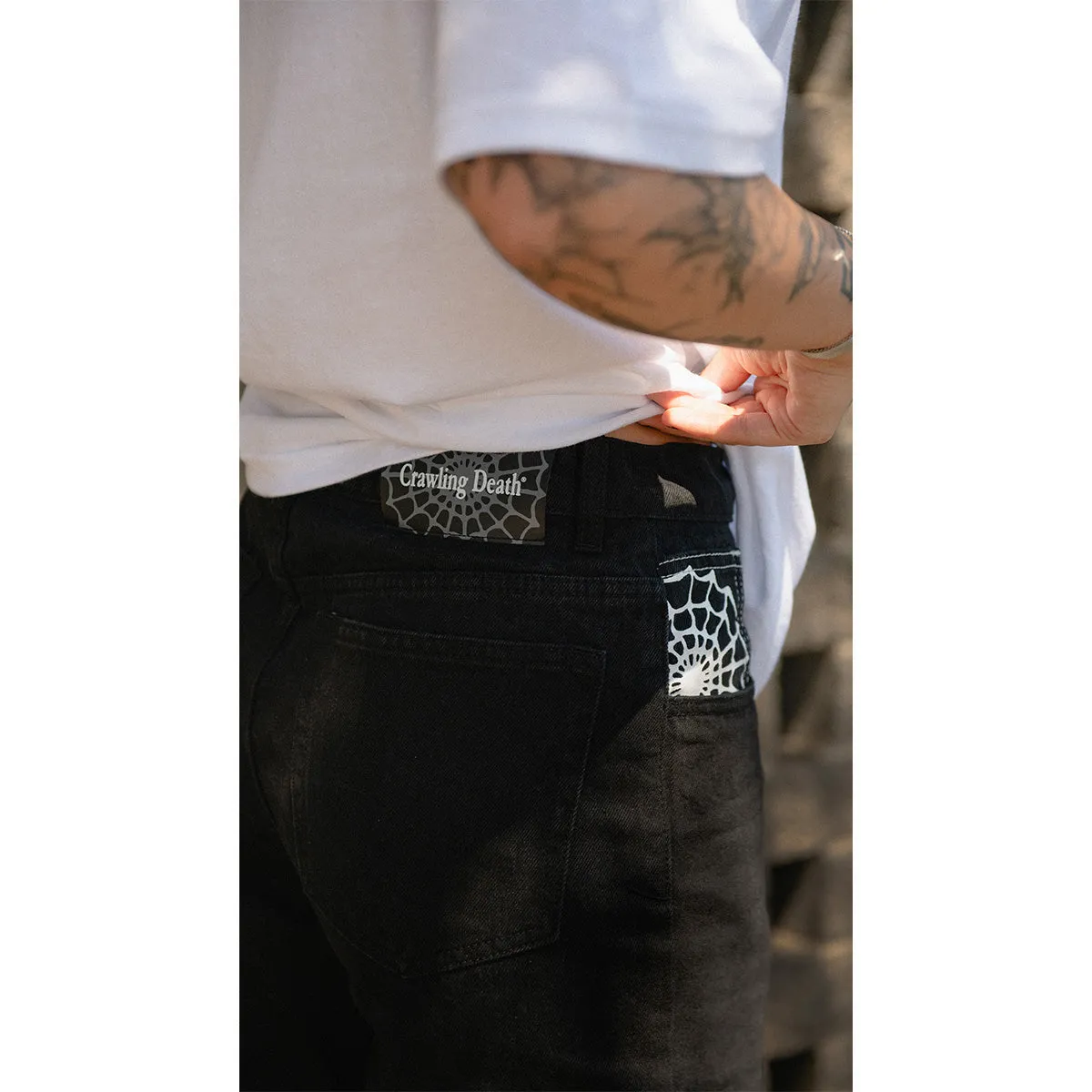 Crawling Death  - Web Denim Jeans Black