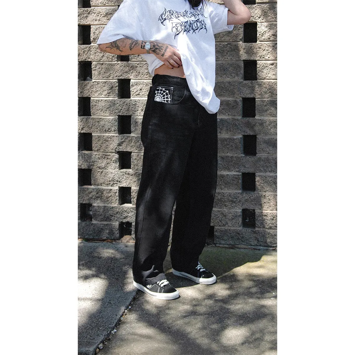 Crawling Death  - Web Denim Jeans Black