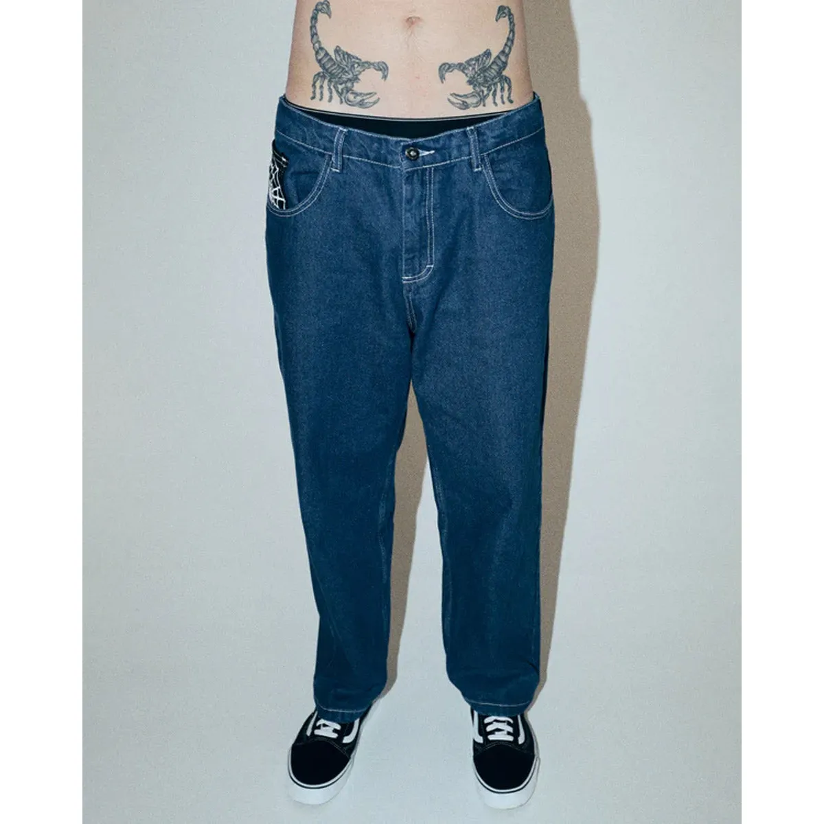 Crawling Death  - Web Denim Jeans Blue