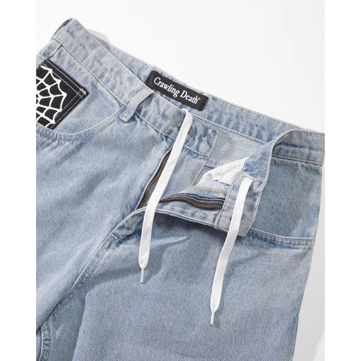Crawling Death  - Web Denim Jeans Light Blue