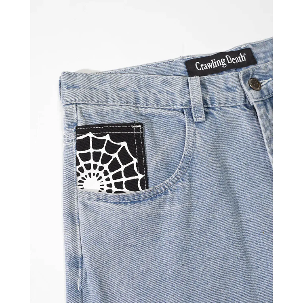 Crawling Death  - Web Denim Jeans Light Blue