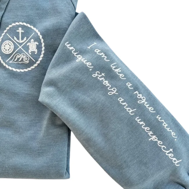 Crest Wave Wash Pullover Hoodie OCEAN-Your choice of sayings