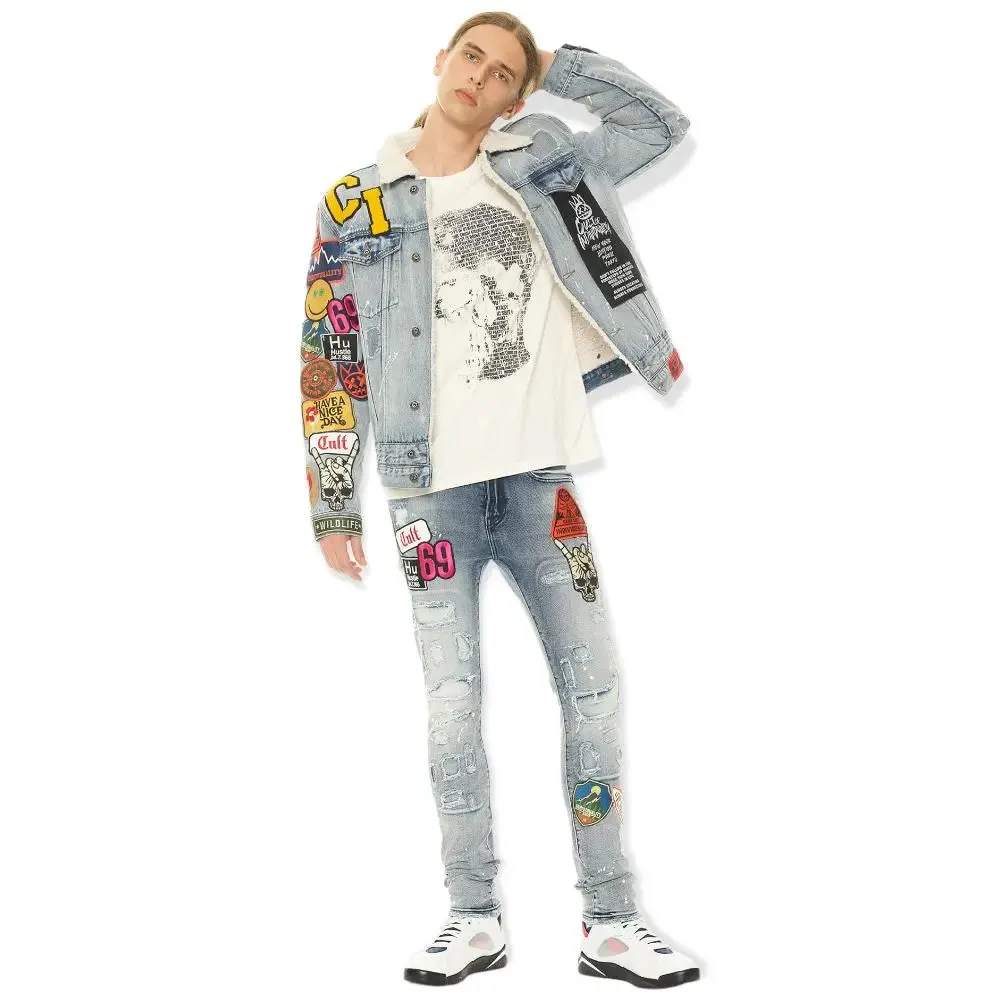 Cult of Individuality Men Type III Denim Jacket Double Waistband (Blue)