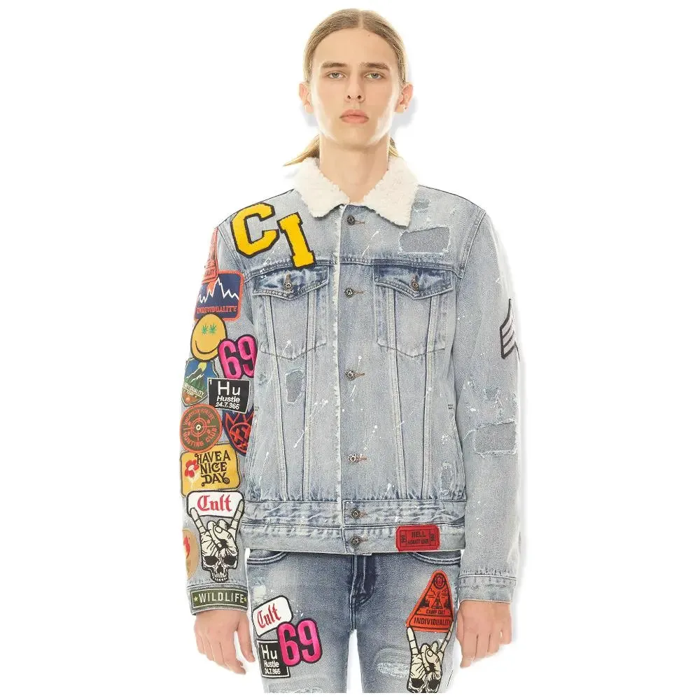 Cult of Individuality Men Type III Denim Jacket Double Waistband (Blue)