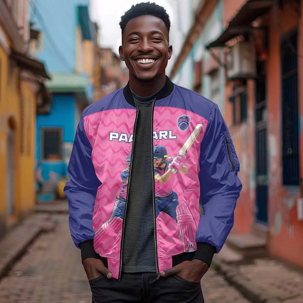 Custom Afro South Africa Cricket Sleeve Zip Bomber Jacket Go Paarl LT15