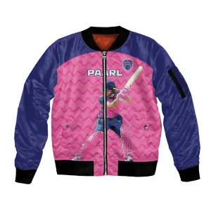 Custom Afro South Africa Cricket Sleeve Zip Bomber Jacket Go Paarl LT15