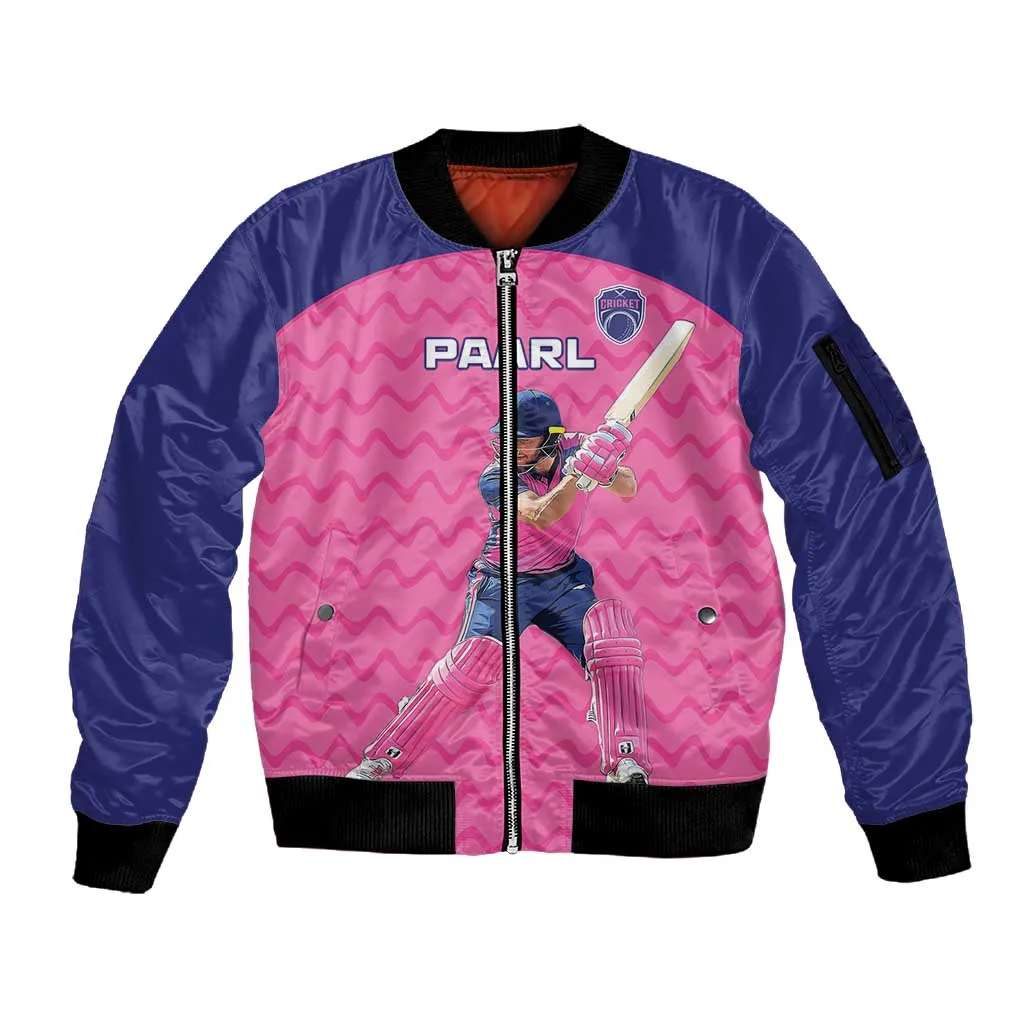 Custom Afro South Africa Cricket Sleeve Zip Bomber Jacket Go Paarl LT15