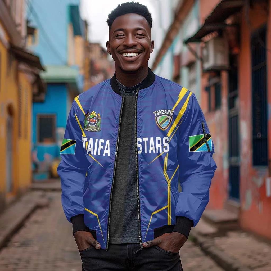 Custom Afro Tanzania Football Sleeve Zip Bomber Jacket Taifa Stars Go Champion LT18