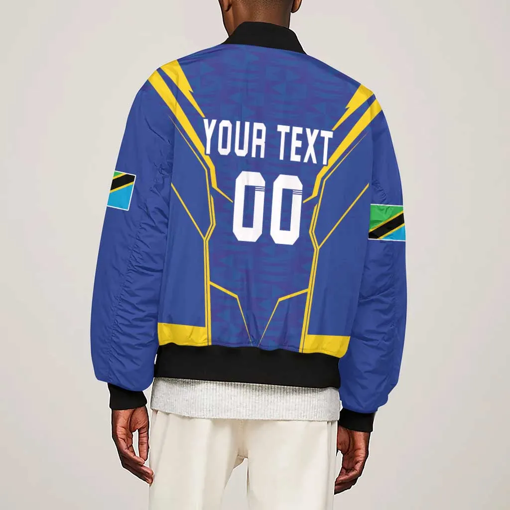 Custom Afro Tanzania Football Sleeve Zip Bomber Jacket Taifa Stars Go Champion LT18