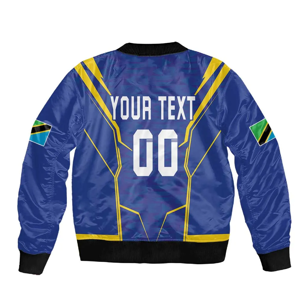Custom Afro Tanzania Football Sleeve Zip Bomber Jacket Taifa Stars Go Champion LT18