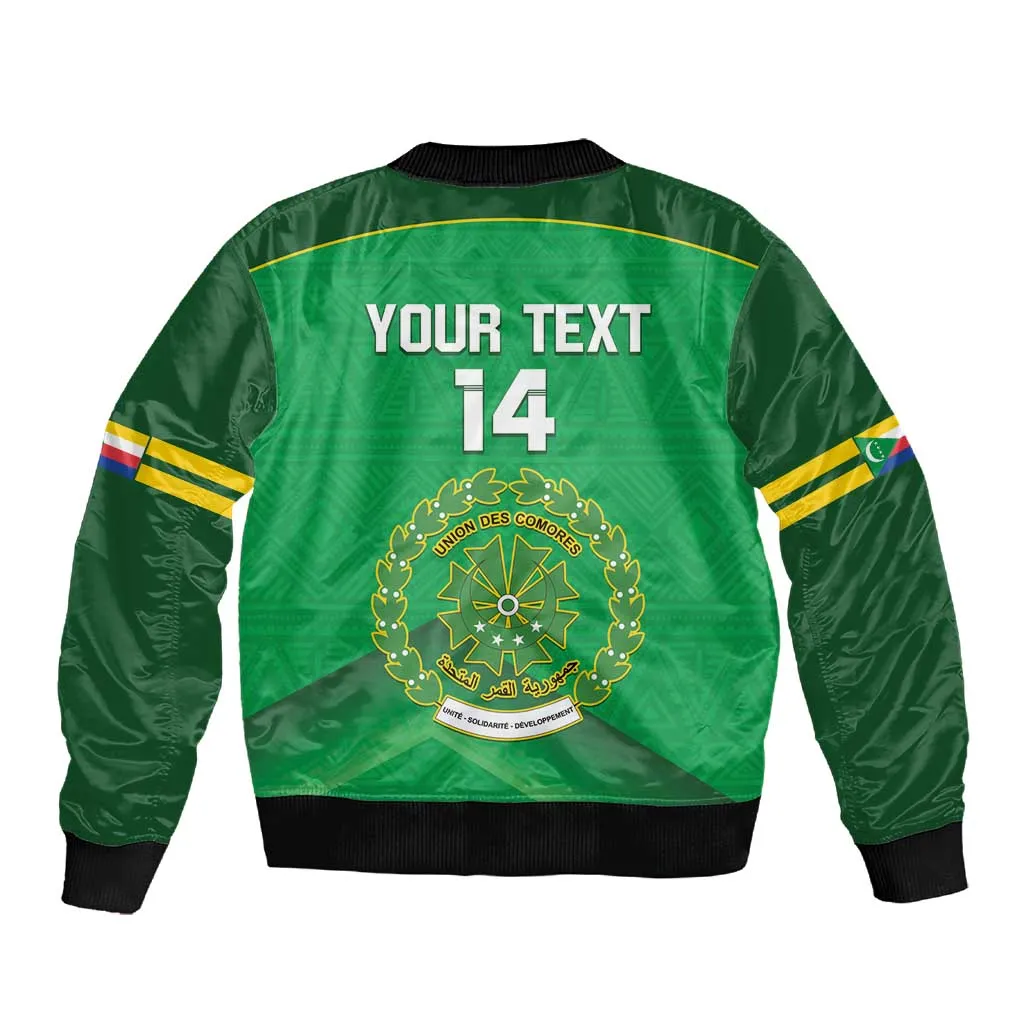 Custom Comoros Football Sleeve Zip Bomber Jacket Allez Les Coelacantes LT14