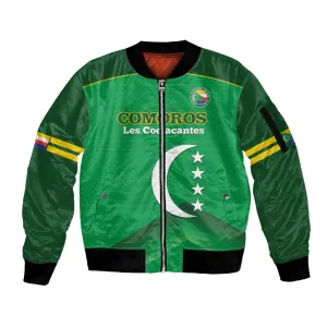 Custom Comoros Football Sleeve Zip Bomber Jacket Allez Les Coelacantes LT14