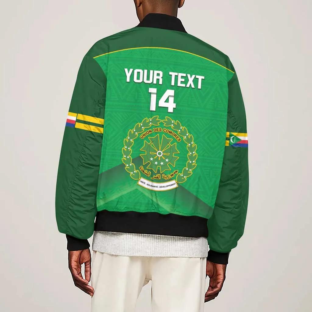 Custom Comoros Football Sleeve Zip Bomber Jacket Allez Les Coelacantes LT14