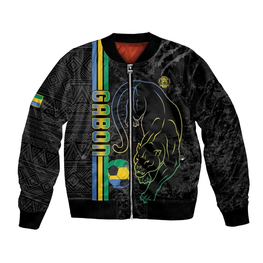 Custom Gabon Football Bomber Jacket Go Champions - Black Ver LT15
