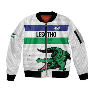 Custom Lesotho Football Sleeve Zip Bomber Jacket Go Likuena Go LT15