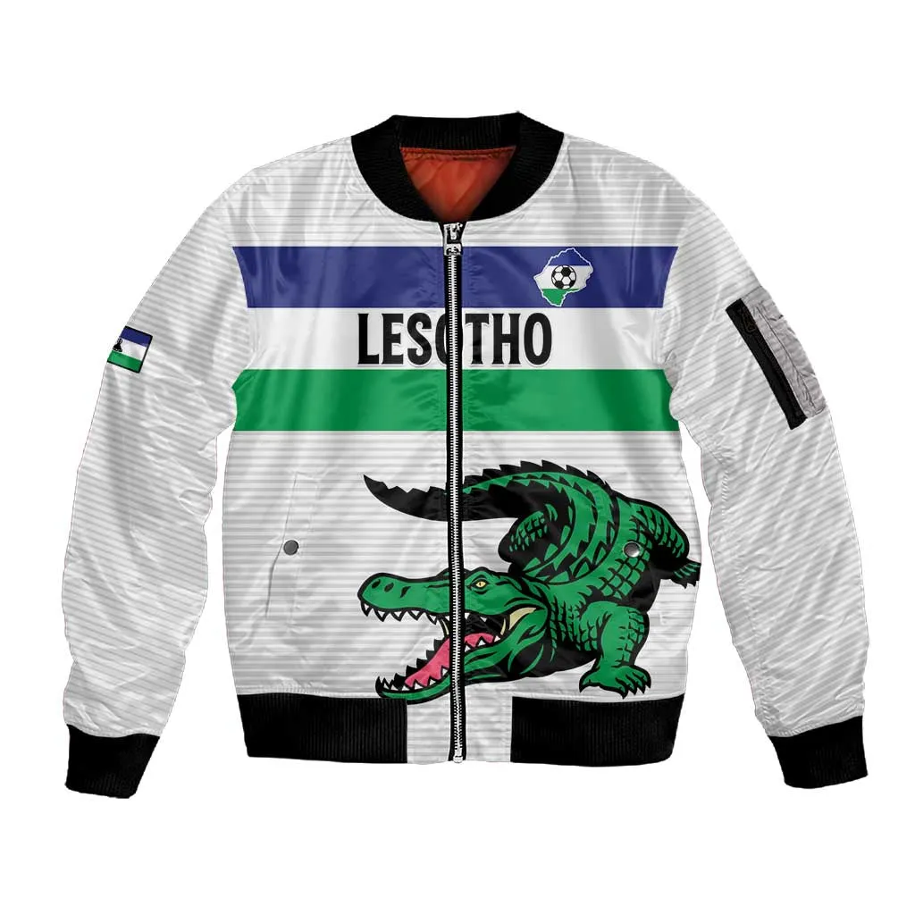 Custom Lesotho Football Sleeve Zip Bomber Jacket Go Likuena Go LT15