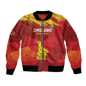 Custom Zimbabwe Cricket Bomber Jacket Go Lady Chevrons Grunge Style LT14