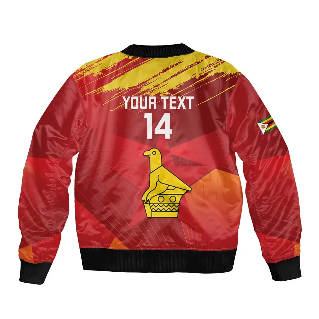 Custom Zimbabwe Cricket Bomber Jacket Go Lady Chevrons Grunge Style LT14