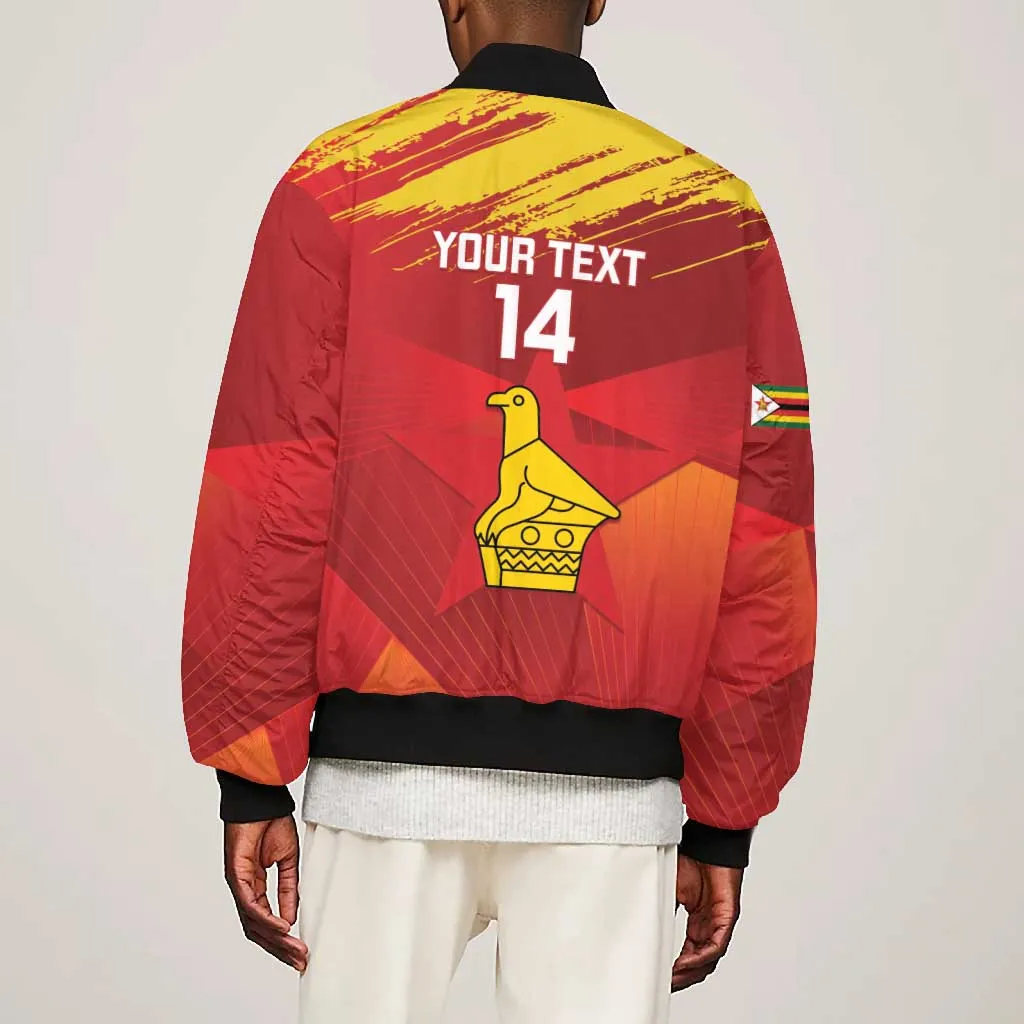 Custom Zimbabwe Cricket Bomber Jacket Go Lady Chevrons Grunge Style LT14