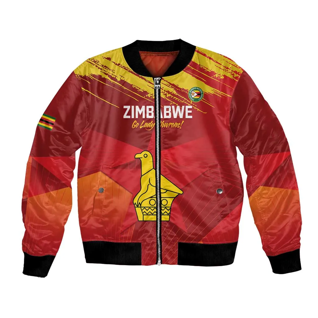 Custom Zimbabwe Cricket Bomber Jacket Go Lady Chevrons Grunge Style LT14