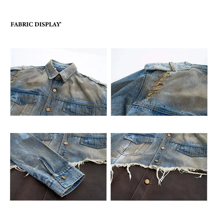 Damaged Denim Leather Patchwork Set