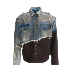 Damaged Denim Leather Patchwork Set
