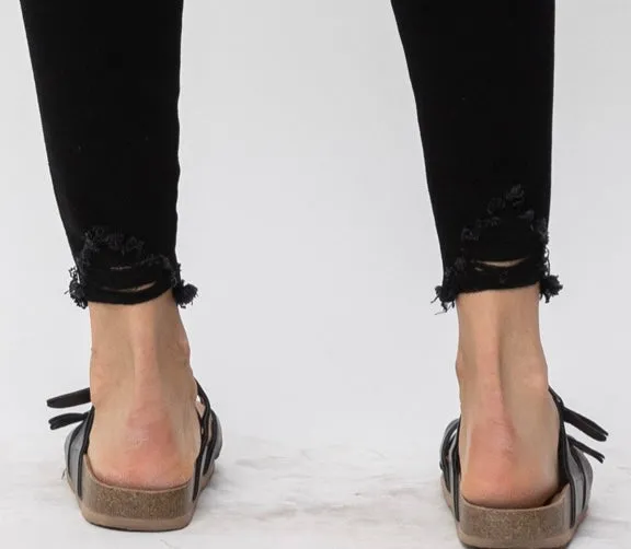 Dark as Night Sharkbite Hem Black Tummy Control Judy Blue Jeans