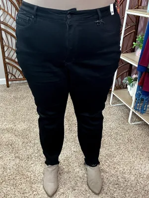 Dark as Night Sharkbite Hem Black Tummy Control Judy Blue Jeans