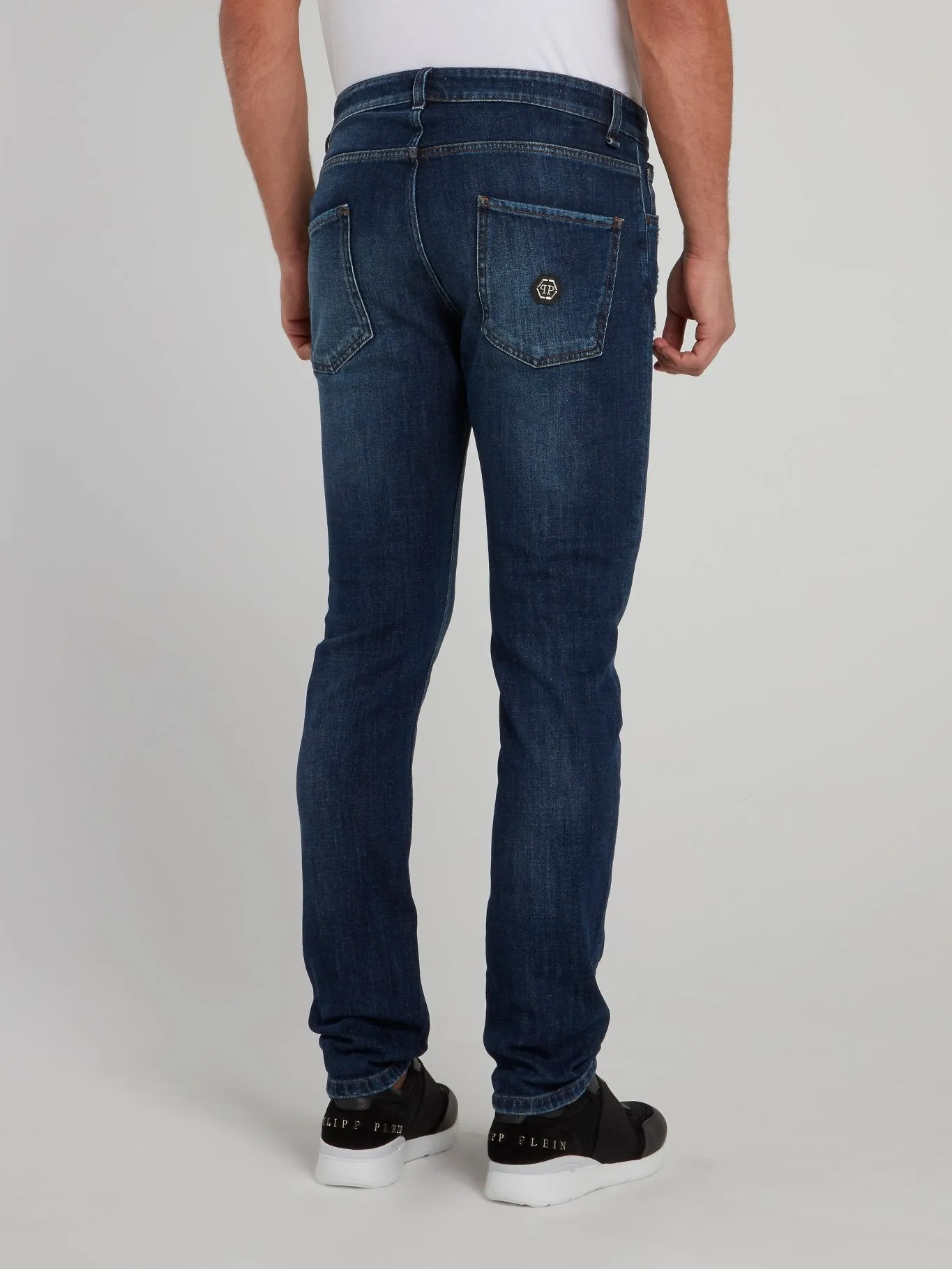 Dark Wash Distressed Denim Jeans