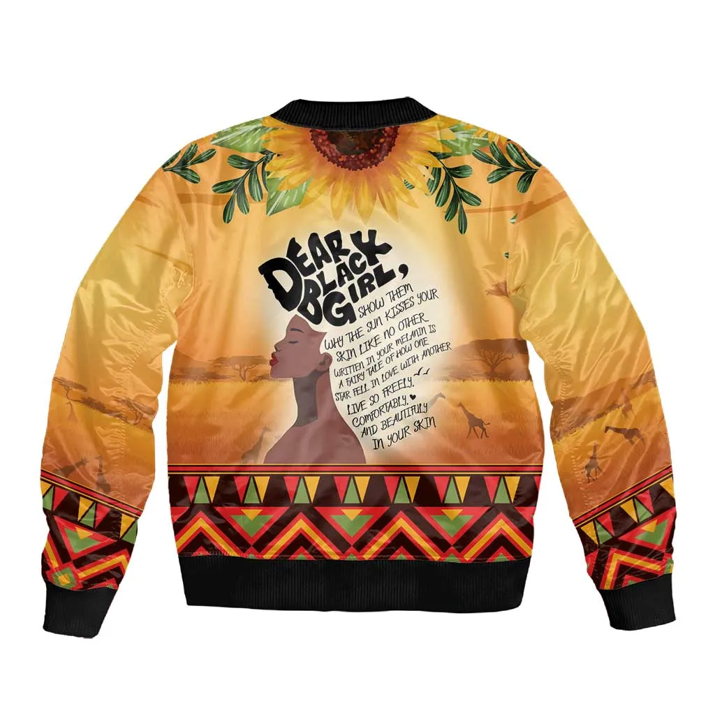 Dear Black Girl Sleeve Zip Bomber Jacket African Pride Black Women DT04