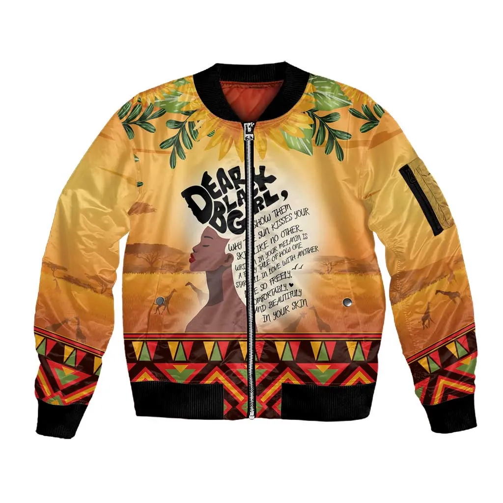Dear Black Girl Sleeve Zip Bomber Jacket African Pride Black Women DT04