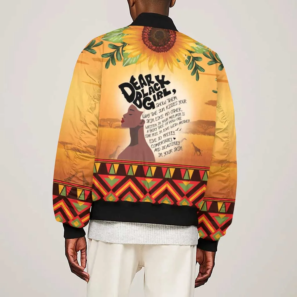 Dear Black Girl Sleeve Zip Bomber Jacket African Pride Black Women DT04
