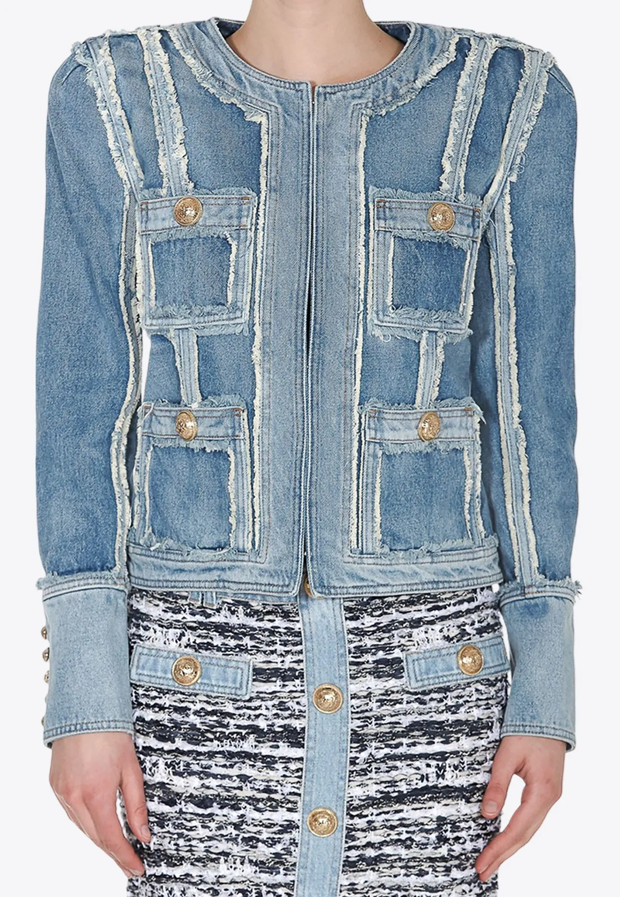 Denim Patchwork Short Blazer