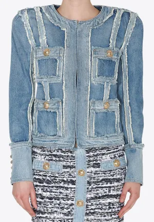 Denim Patchwork Short Blazer