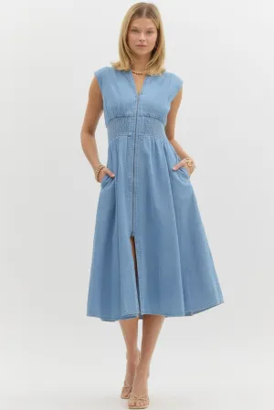 Denim Sleeveless Midi Dress