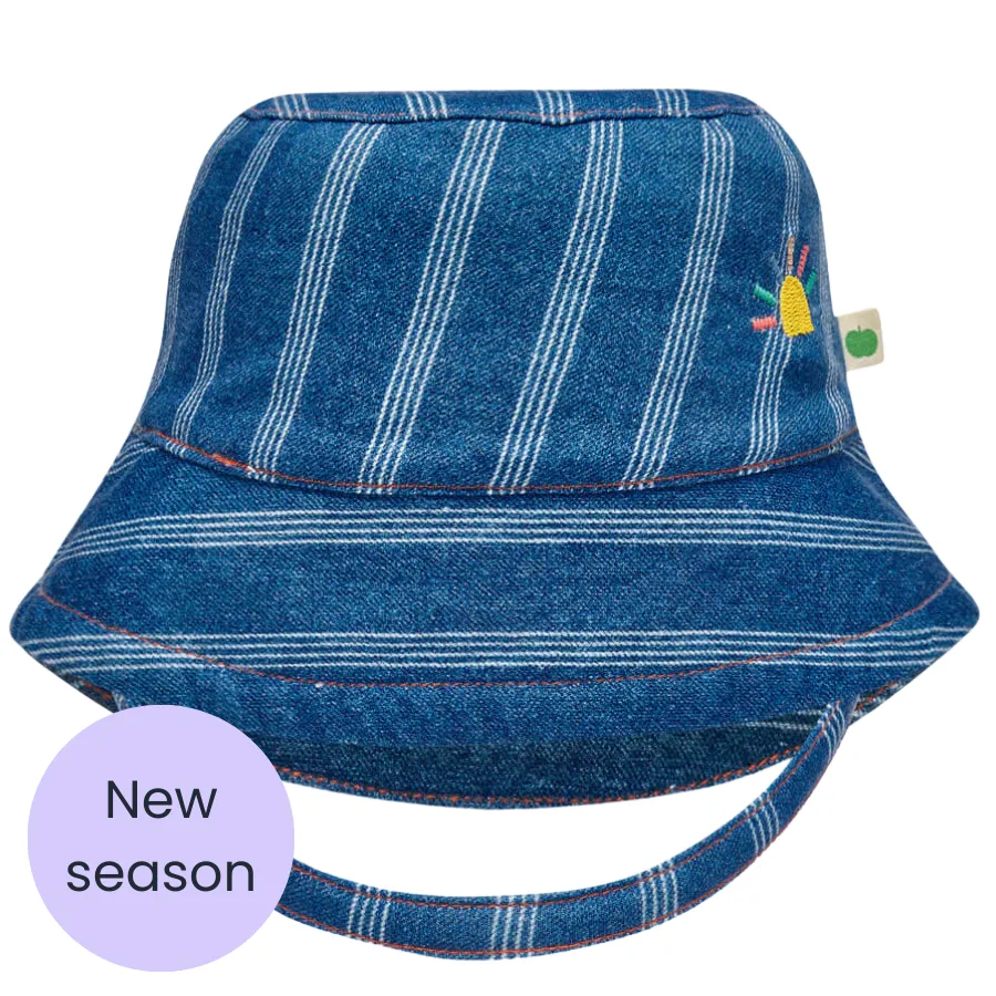 Denim Stripe Sun Hat
