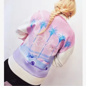 DIESEL G-Douglas Oversized Bomber Jacket Yoko Honda Dark Pink