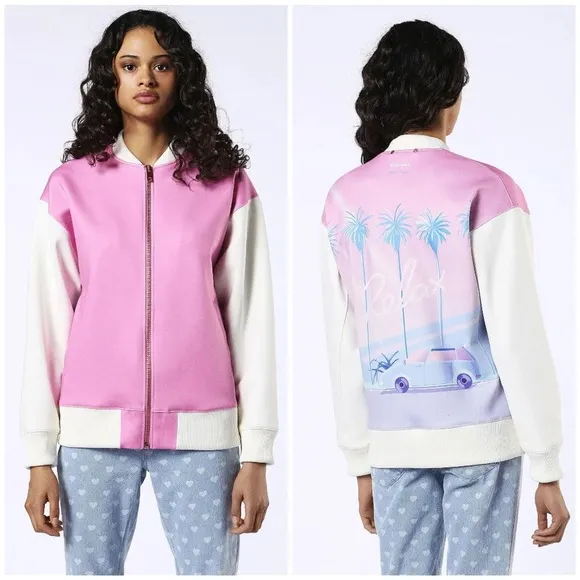 DIESEL G-Douglas Oversized Bomber Jacket Yoko Honda Dark Pink