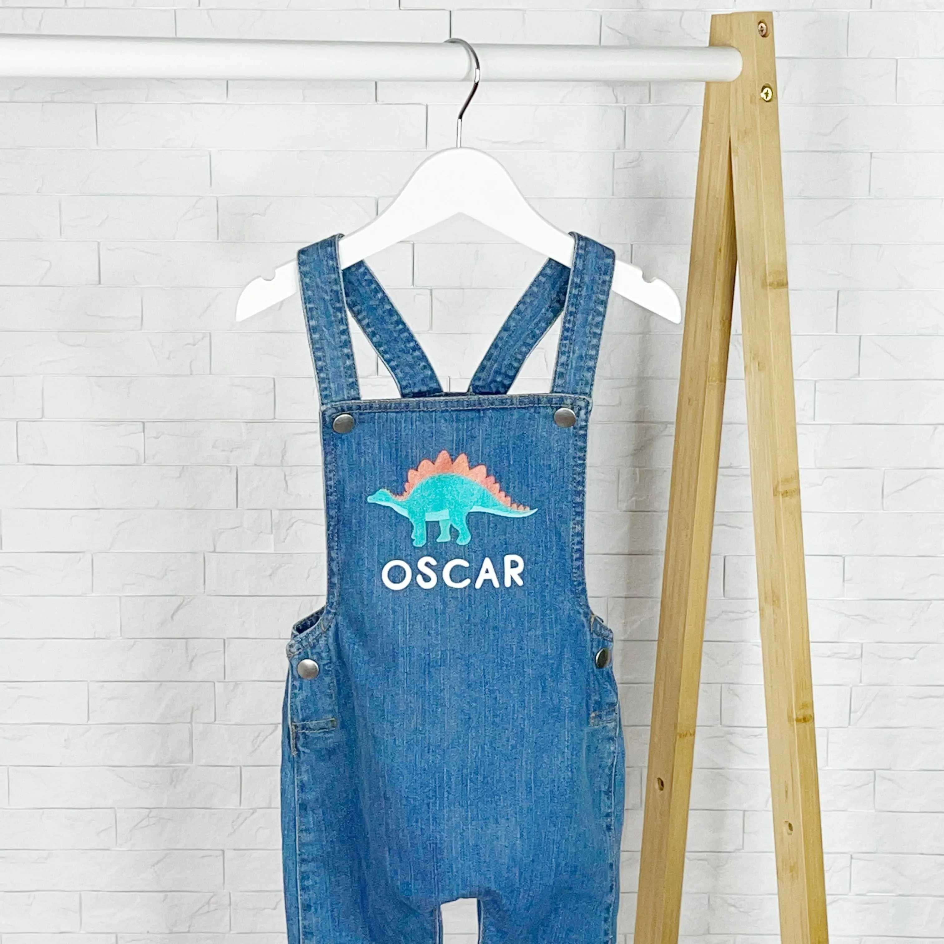 Dinosaur Personalised Baby/Kids Denim Dungarees