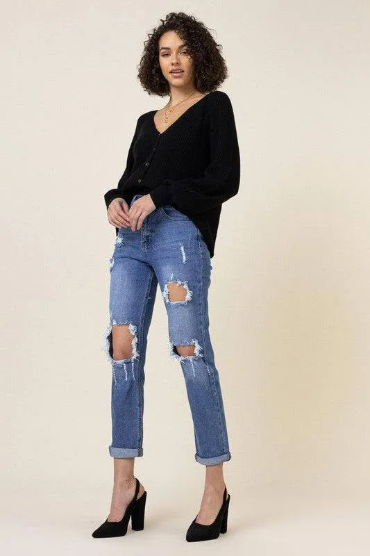 Distressed Boyfriend Jeans